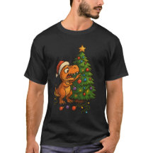 Dinosaur Détruisant l'Arbre de Noël Drôle de Fête