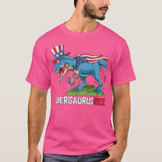 T-shirt Dinosaur Drapeau américain 4 juillet Amerisaurus T