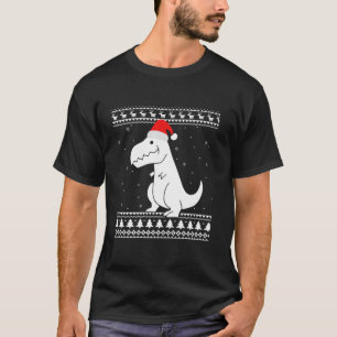 T-shirt Dinosaur Drôle laide Noël Chapeau T Rex Dino Chri