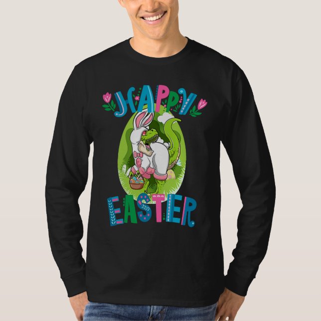 T-shirt Dinosaur Easter Basket With Eggs Happy Easter  1 (Devant)