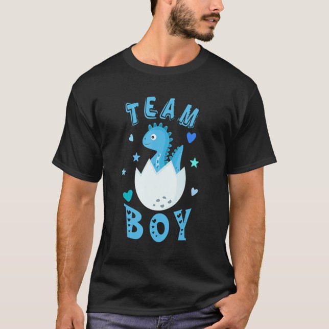 T-shirt Dinosaur Équipe Garçon Genre Reavel Baby shower Ma (Devant)