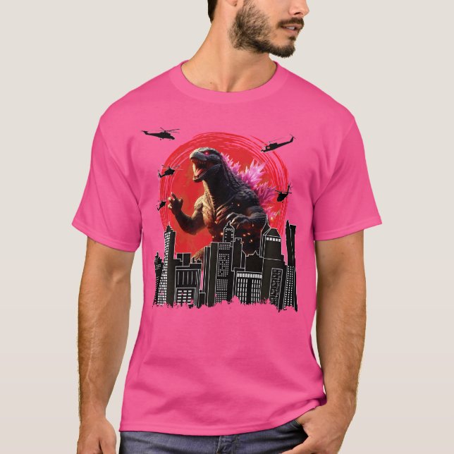 T-shirt Dinosaur géant Lizard Kaiju Lov de film d'art japo (Devant)
