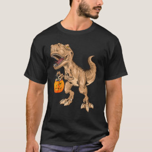 T-shirt Dinosaur Halloween T Rex Boys Citrouille Jackolant