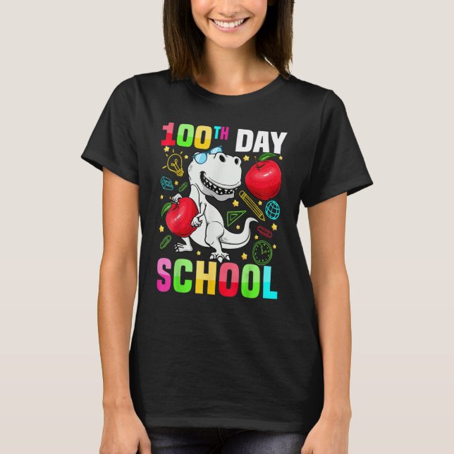 T-shirt Dinosaur Happy 100th Day of School Dino Kids 100 D (Devant)