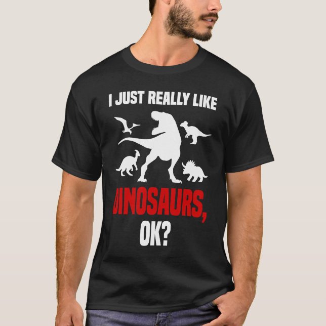 T-shirt Dinosaur  I Love Dinosaurs Roaring Rex Dino (Devant)