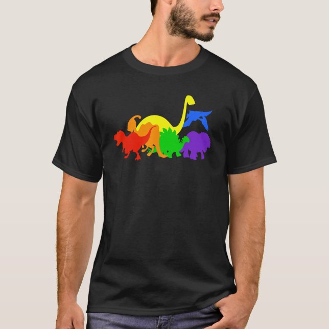 T-shirt Dinosaur LGBT Rex Dino Gay Pride Lesbian Transgend (Devant)