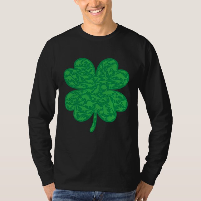 T-shirt Dinosaur Lover Four Leaf Clover Dino St Patricks D (Devant)