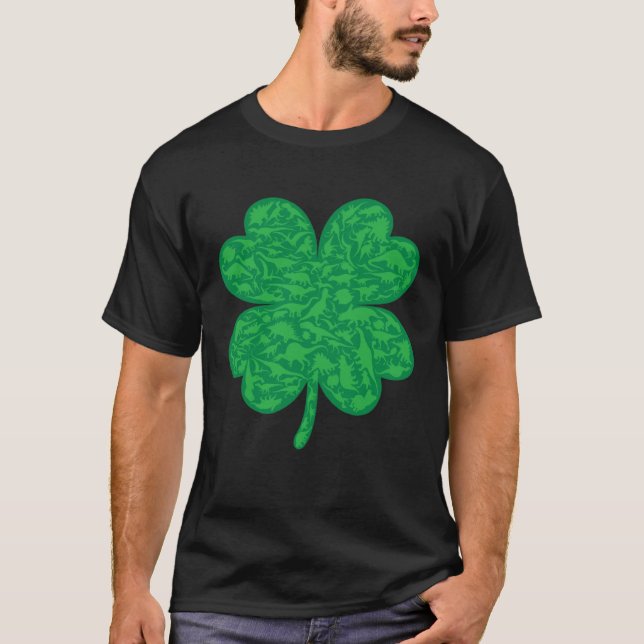 T-shirt Dinosaur Lover Four Leaf Clover Dino St Patricks D (Devant)