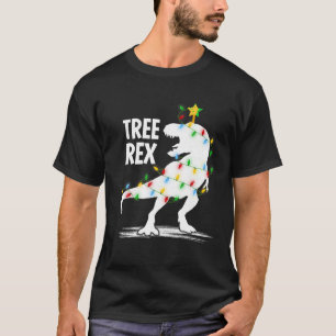 T-shirt Dinosaur Lover Xmas Lights Père Noël Tree Rex Dino