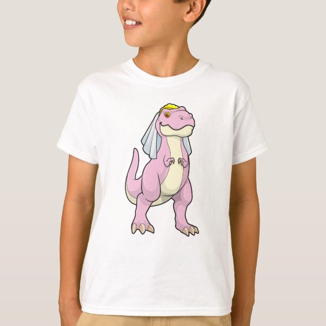 T-shirt Dinosaur mariée au Mariage avec Voile (Devant)