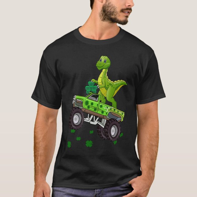 T-shirt Dinosaur Monster Camion Trex Jour de la Saint Patr (Devant)