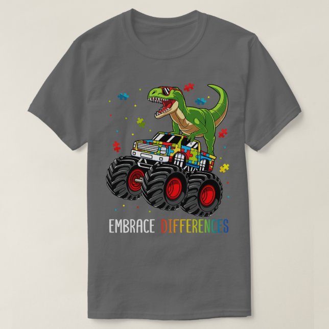 T-shirt Dinosaur Monster Truck Embrasser les différences A (Design devant)