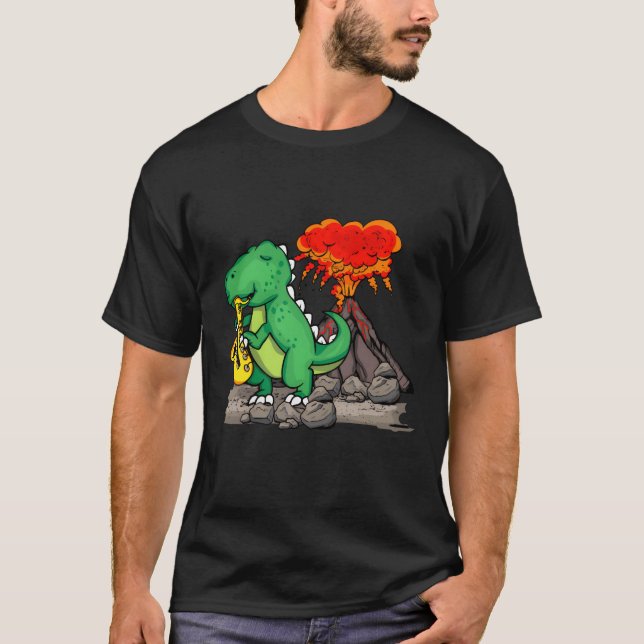 T-shirt Dinosaur Music Gift Jazz Music Band Saophone retro (Devant)