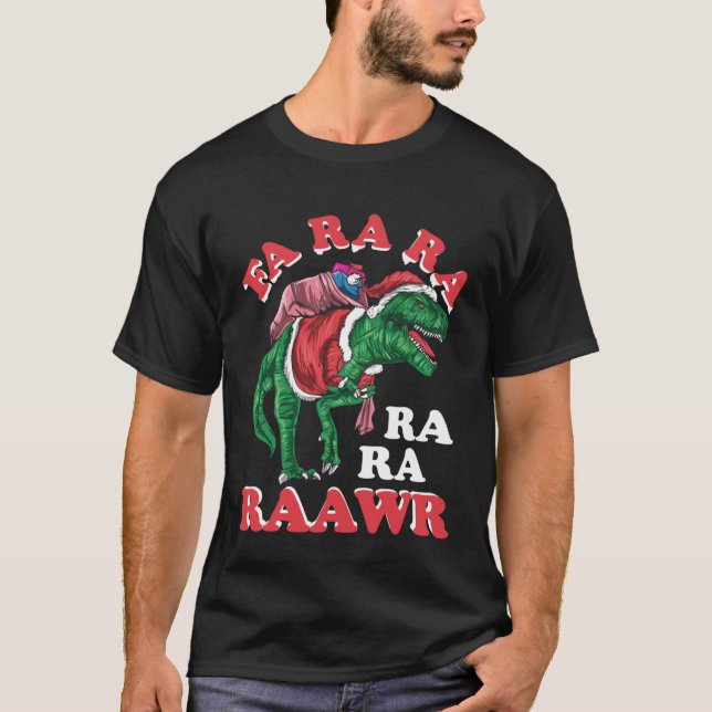 T-shirt Dinosaur Noël Fa Ra Rawr Rex Santa Claus (Devant)