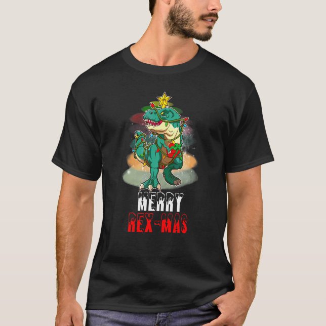 T-shirt Dinosaur Noël Pyajama Joyeux Rex Mas Joyeux Rexmas (Devant)