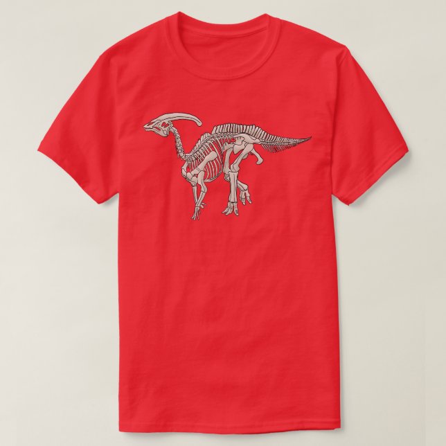T-shirt Dinosaur Parasaurolophus Fossil Skeleton (Design devant)