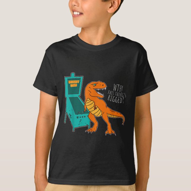 T-shirt Dinosaur Pinball Wizard Arcade Machine Player Pict (Devant)