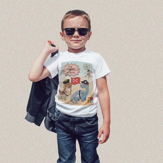 T-shirt Dinosaur Pirate Anniversaire Fête Jumeaux Personna (Treat your twin boys to a Dinosaur Pirates Birthday Party!  TRex & Brontosaurus dressed as pirates.)