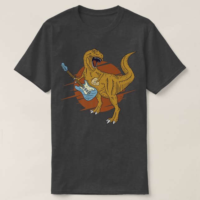T-shirt Dinosaur Playing Guitar Funny Guitarist Player Mus (Design devant)