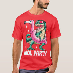 T-shirt Dinosaur Pool Flamant rose de fête pour Hommes Fem