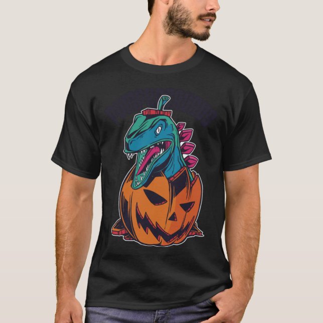 T-shirt Dinosaur Pumpkin Halloween Funny Costume (Devant)