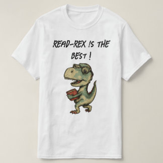 T-shirt dinosaur, reading, book lover, cute nerdy