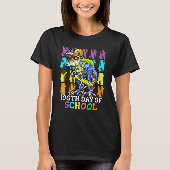 T-shirt Dinosaur Rex Joyeux 100E Jour De L'École Dino Enfa (Devant)