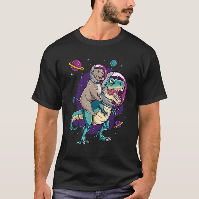 T-shirt Dinosaur Rex Space Planets Sparkles (Devant)
