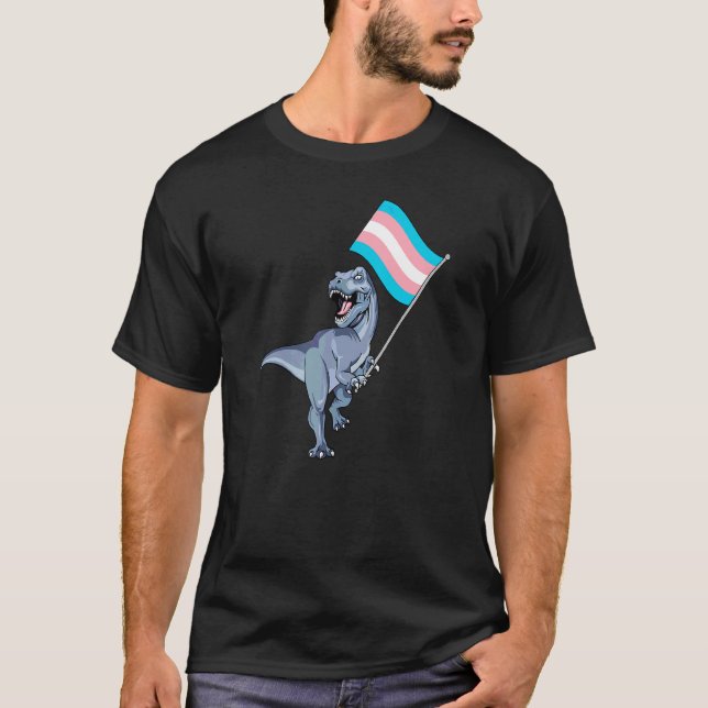 T-shirt Dinosaur Rex Transgenre Pride Drapeau Lgbt Lesbian (Devant)