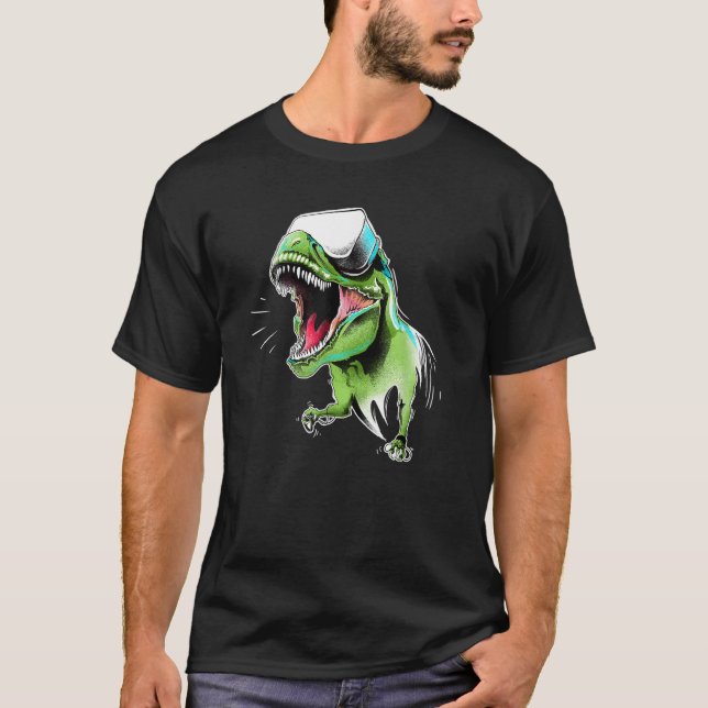 T-shirt Dinosaur Rex Virtual Reality Jeu d'aventure Gif (Devant)