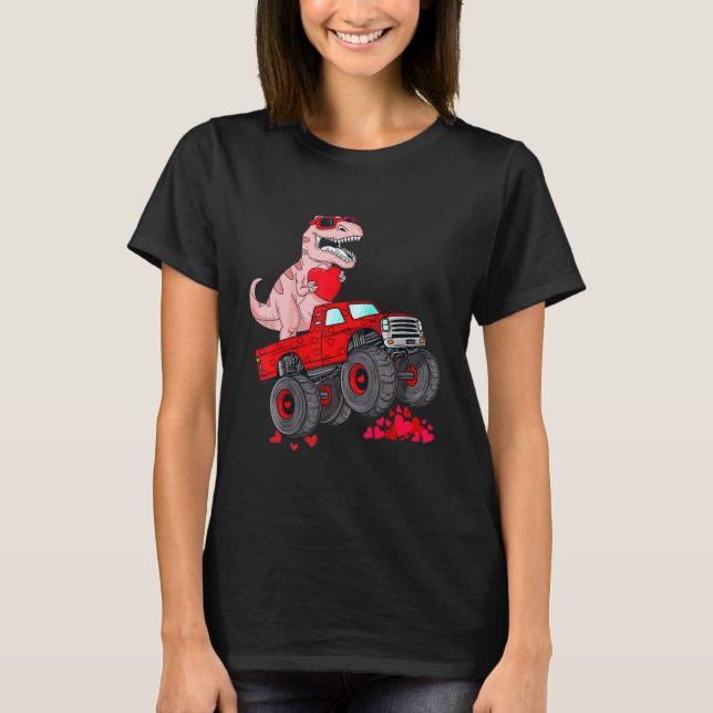 T-shirt Dinosaur Ridding Truck I Steal Hearts Valentines D (Devant)