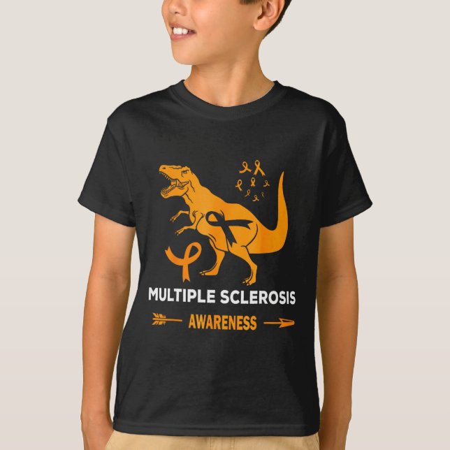 T-shirt Dinosaur Ruban Orange de Sensibilisation à la Sclé (Devant)