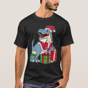 T-shirt Dinosaur Santa Claus Trex Christmas Boys Girls Xma