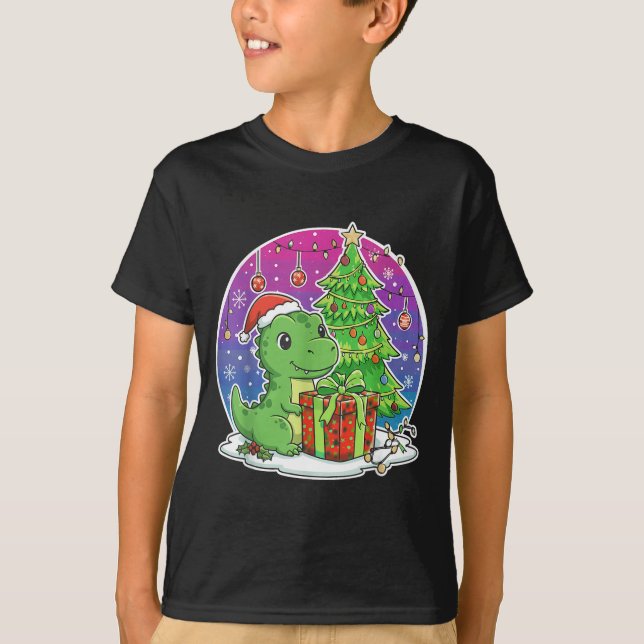 T-shirt Dinosaur Santa Hat Xmas Dinosaur Lover Adults Boy  (Devant)