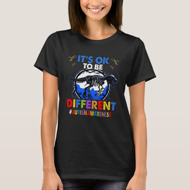 T-shirt Dinosaur Sensibilisation sur l'autisme Accepter So (Devant)