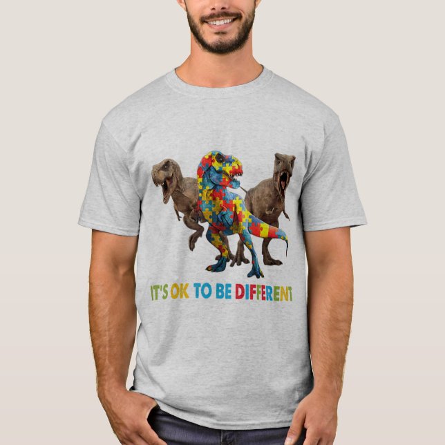 T-shirt Dinosaur Sensibilisation sur l'autisme design avec (Devant)