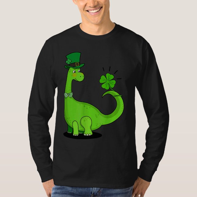 T-shirt Dinosaur Shamrock St Patrick's Day Boys Kids Girls (Devant)