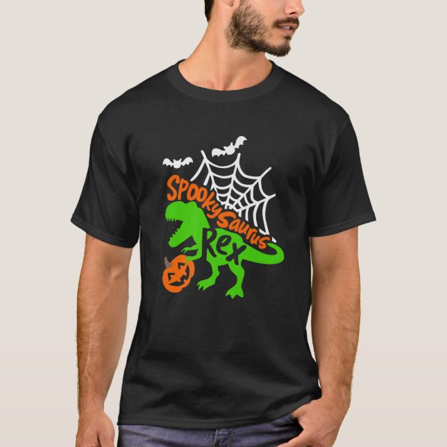 T-shirt Dinosaur Spookysaurus Rex Halloween Dino Citrouill (Devant)