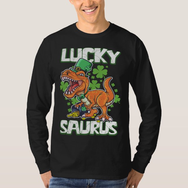 T-shirt Dinosaur St Patrick's Day LUCKY SAURUS T Rex LUCKY (Devant)
