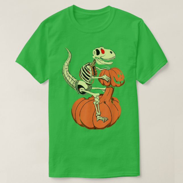 T-shirt Dinosaur T re Skeleton équitation un Pu Halloween (Design devant)