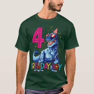 T-shirt Dinosaur T rex 4 ans Vieux T Enfants 4e anniversai