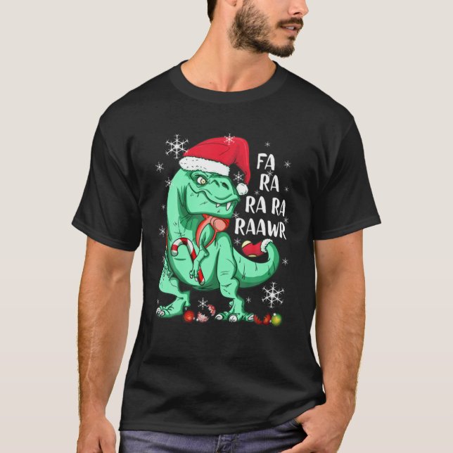 T-shirt Dinosaur T Rex À Santa Hat FA RA RAWR Noël (Devant)