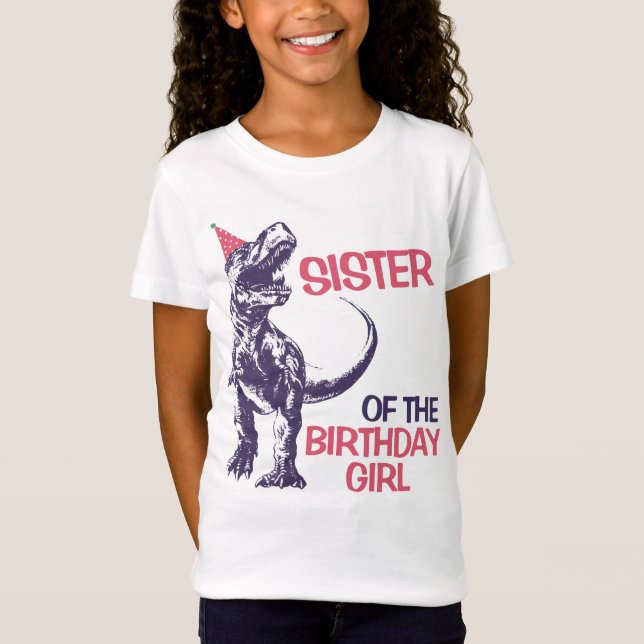 T-Shirt Dinosaur T-Rex Casquette Soeur de la fille d'anniv (Devant)