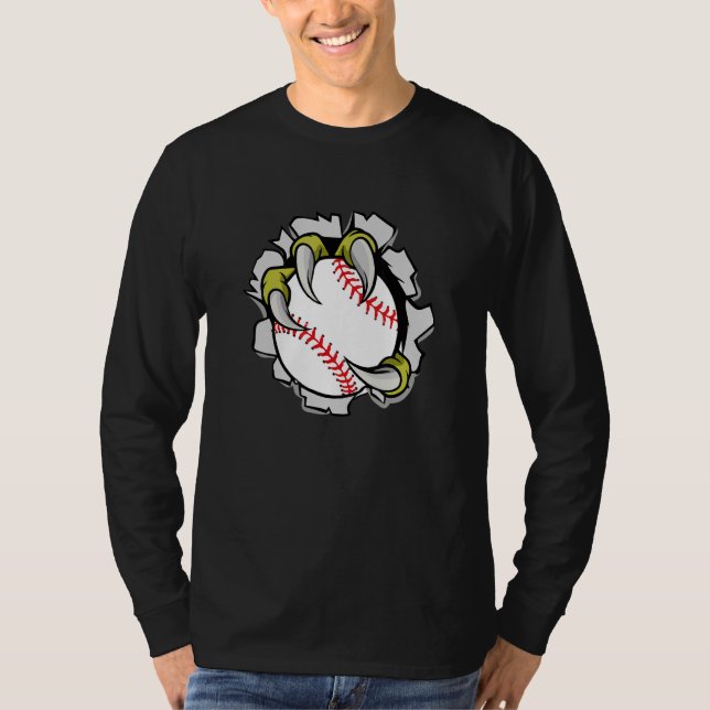 T-shirt Dinosaur T-Rex Claws tenant Le Jeu De Baseball Sof (Devant)