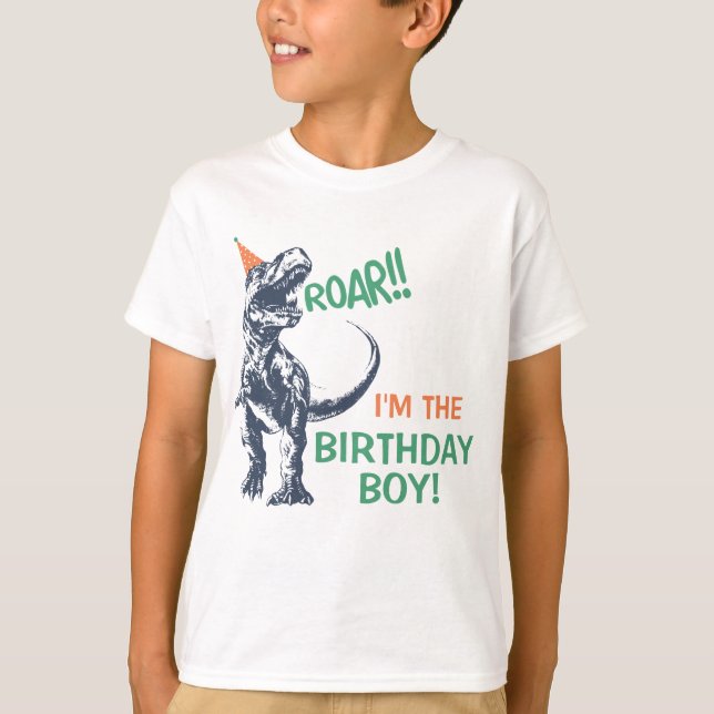 T-shirt Dinosaur T-Rex dans Casquette de fête Anniversaire (Devant)