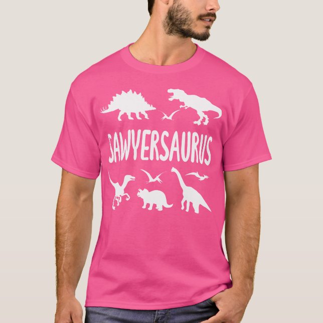 T-shirt Dinosaur T Rex Dino Sawyer Sawyersaurus Nom du gar (Devant)