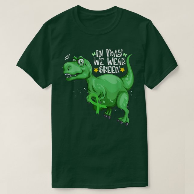 T-shirt Dinosaur T-rex En Mai Nous Portons Une Santé Menta (Design devant)