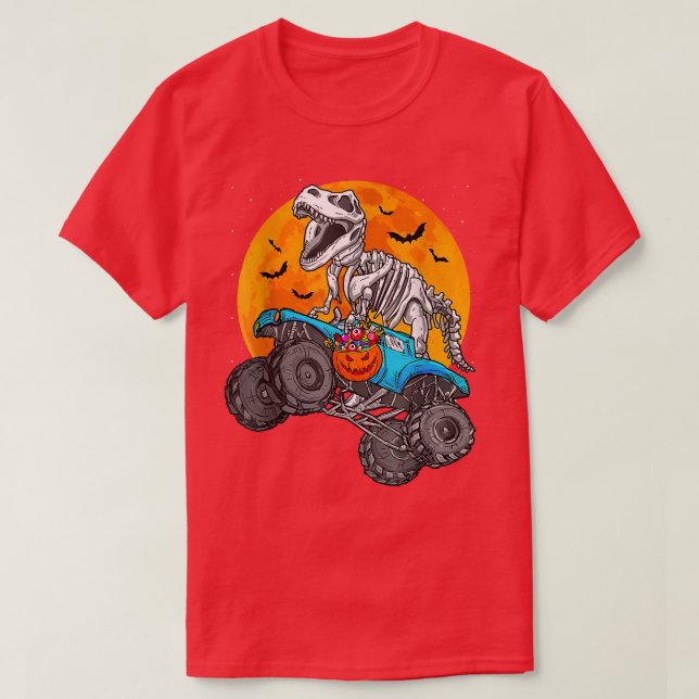 T-shirt Dinosaur T Rex équitation Monster Camion Lune Hall (Design devant)