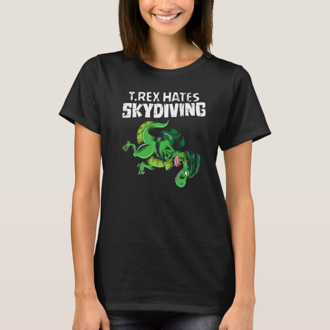 T-shirt Dinosaur T Rex Hait Skydiving (Devant)