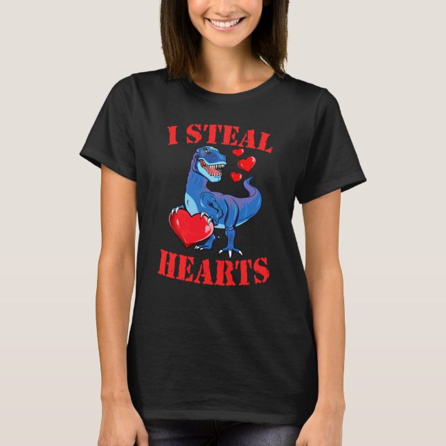 T-shirt Dinosaur T Rex I Steal Hearts Garçons Heureux Vale (Devant)